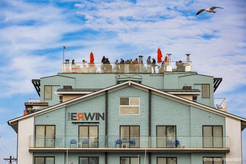 view of rooftop from beach