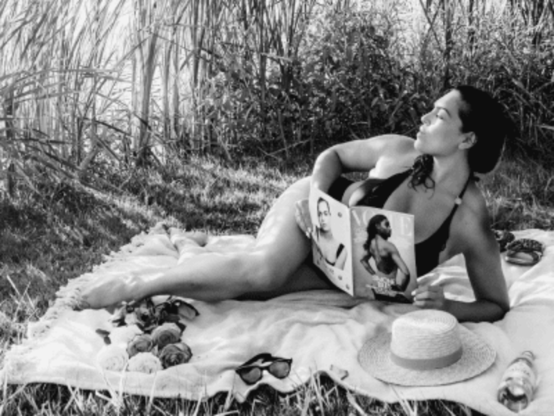 Black and White model on beach