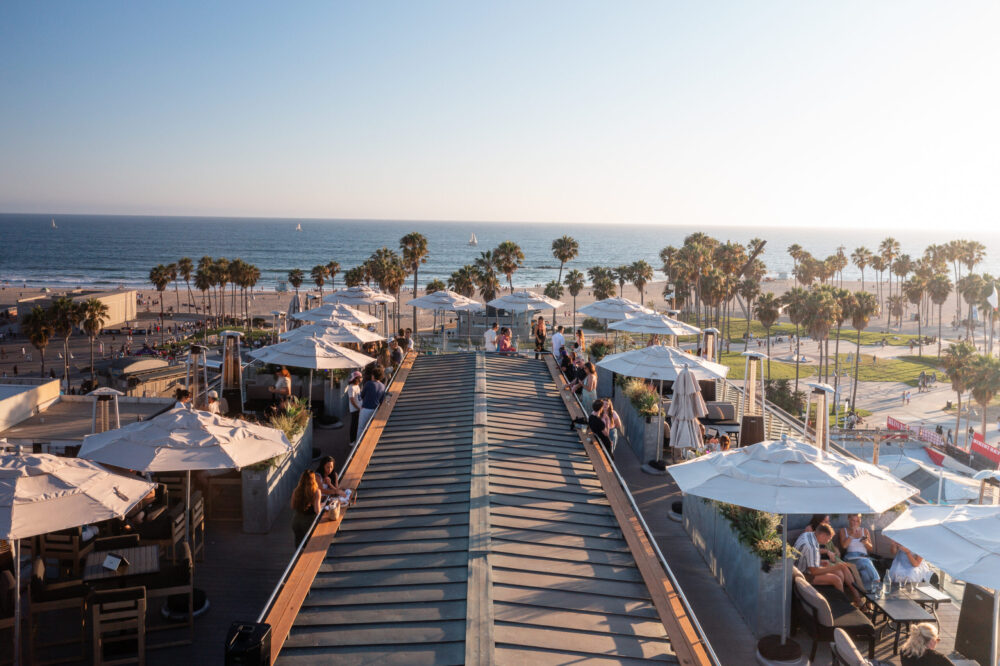 Hotel Erwin rooftop overlooking Venice Beach and the Pacific Ocean