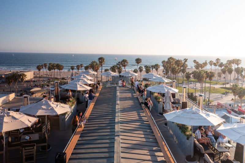 Hotel Erwin rooftop overlooking Venice Beach and the Pacific Ocean