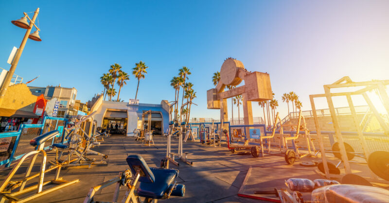 Muscle Beach at sunset